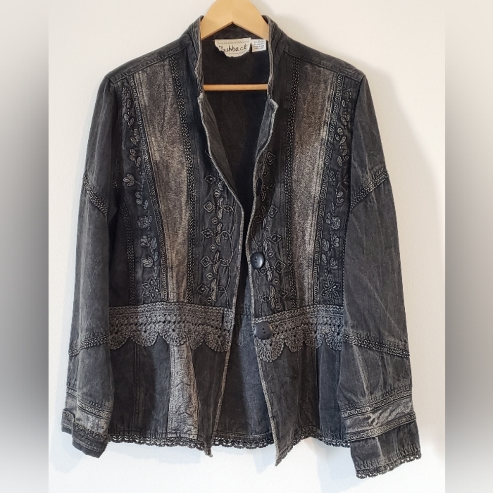 Flashback | Jackets Charcoal Embroidered Denim Jacket - Picture 8 of 10